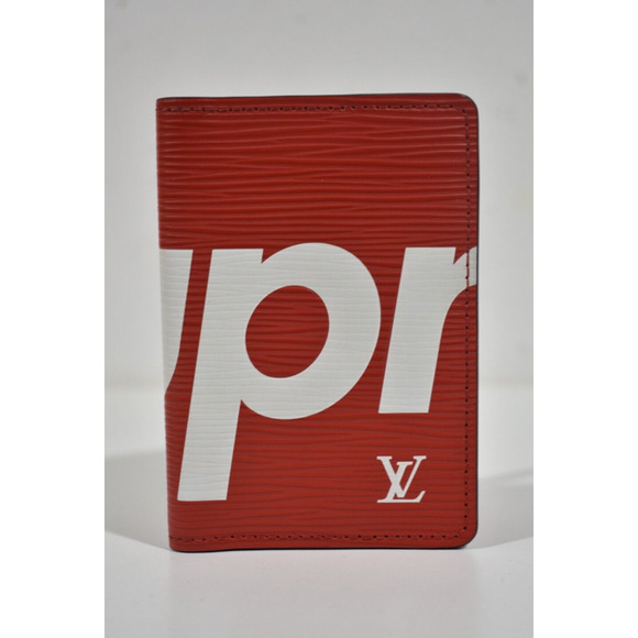 Louis Vuitton Supreme Red White Epi Leather LV Logo Pocket Organizer Wallet - Picture 2 of 7